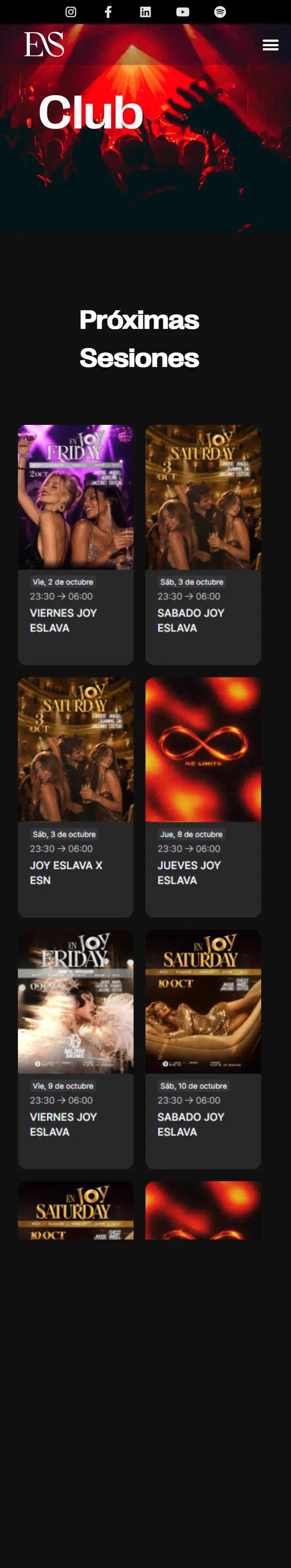 Próximas sesiones de club del Teatro Eslava en el móvil.